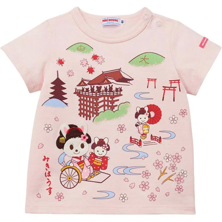 Футболка детская Crew Neck MIKI HOUSE розовая