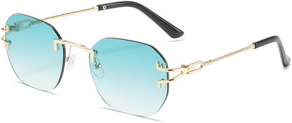 

2027 Квадратные безрамочные солнцезащитные очки-клипсы для женщин, ретро-винтажные модные солнцезащитные очки для женщин и мужчин, сплав, золотистый цвет MTZJH, Gold Green