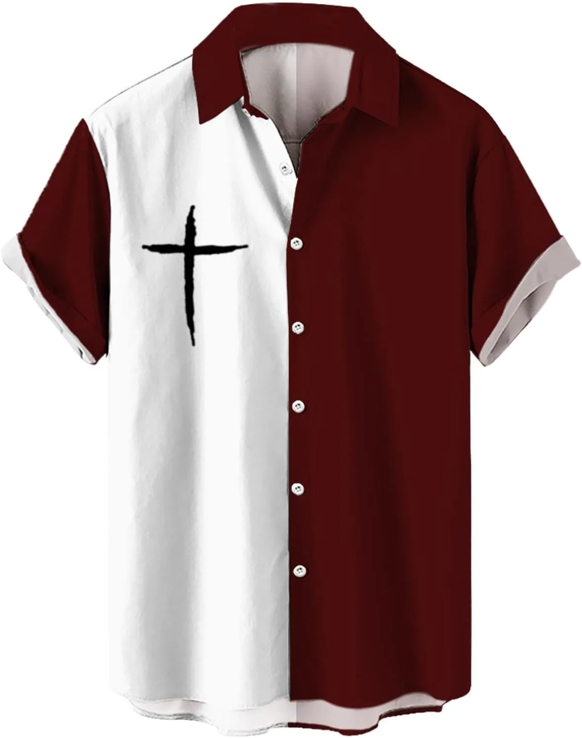 

Футболка для мужчин Christian с принтом в виде креста и цветными блоками HJINGSUN