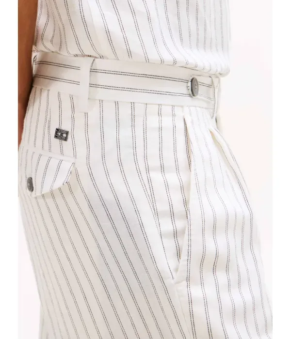 Льняные брюки slim fit Tommy Hilfiger, экрю — фото 4