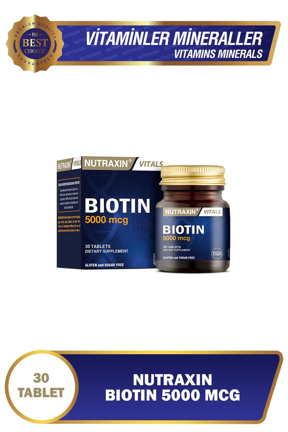 

Nutraxin Биотин 5000 мкг 30 таблеток витамин для волос