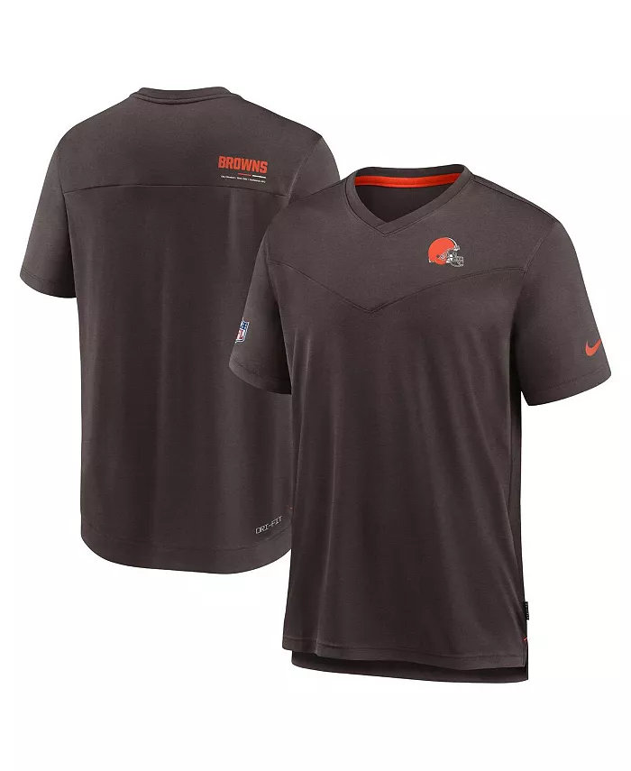 Мужская футболка с V-образным вырезом Cleveland Browns 2022 Sideline Coach Chevron Lock Up Performance, коричневая Nike — фото 2