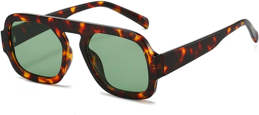 

Солнцезащитные очки для мужчин и женщин - защита UV400 - крупная оправа, градиентный панк, сине-зеленый цвет, для занятий спортом на открытом воздухе и вождения DSVIGF, Leopard Dark Green