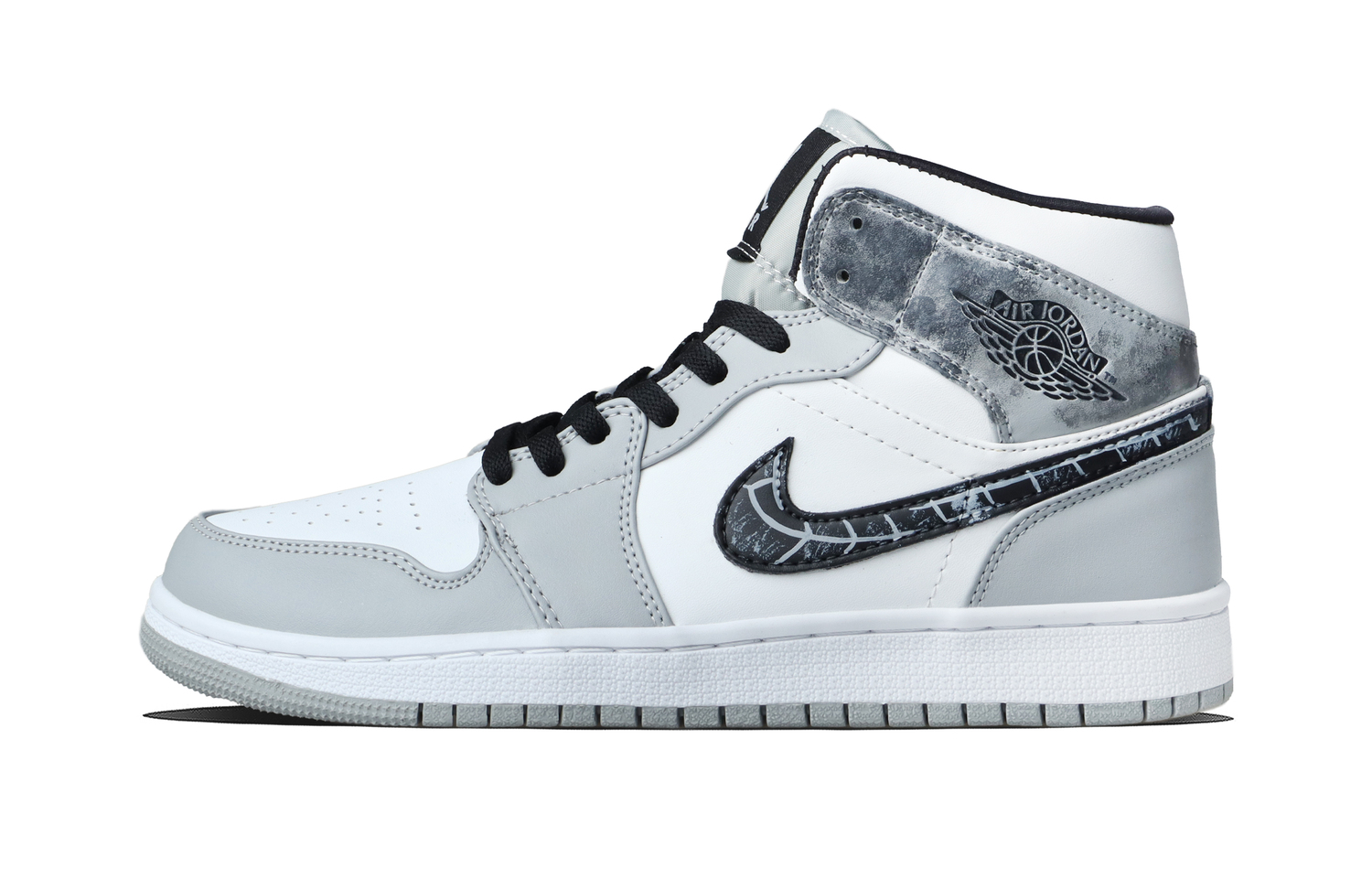 

Air 1 Patchy устойчивые к истиранию кроссовки Mid Top в винтажном стиле унисекс Jordan, серый