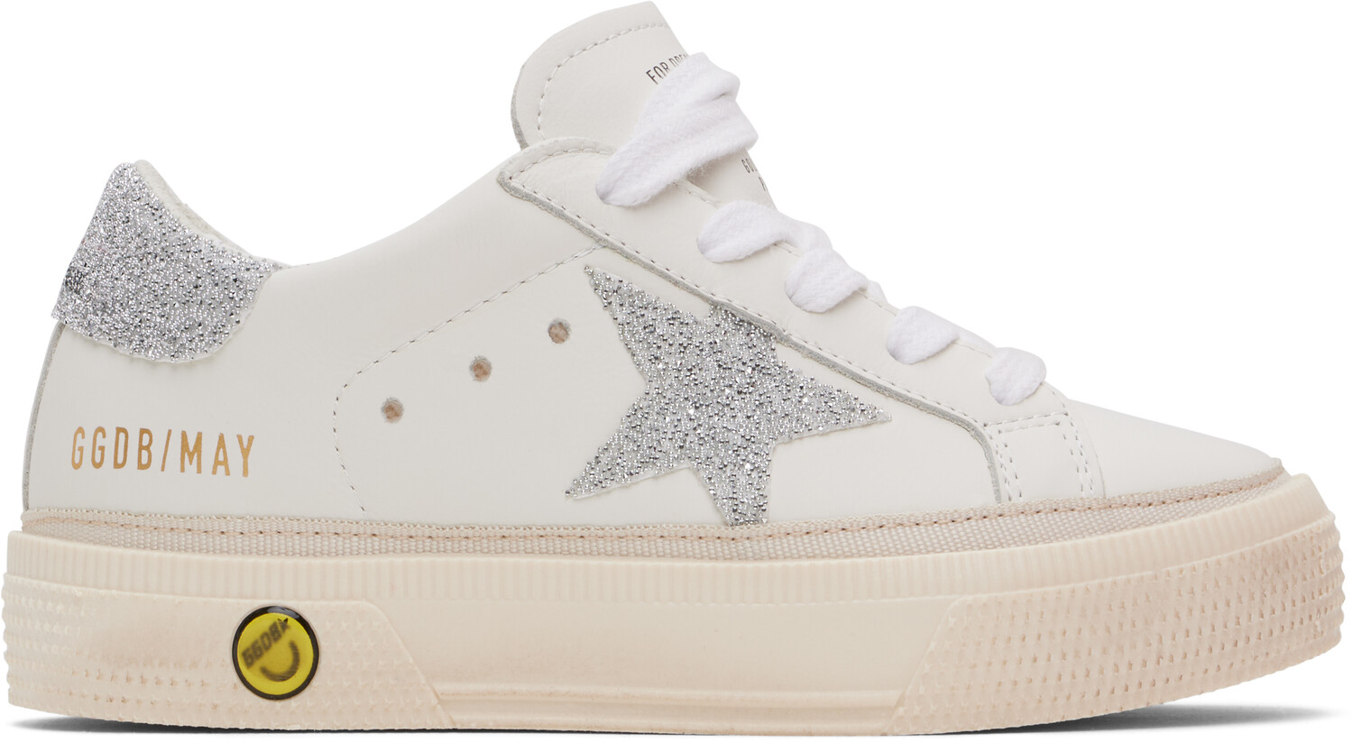 

Детские белые майские кроссовки Golden Goose, Optic white/Silver