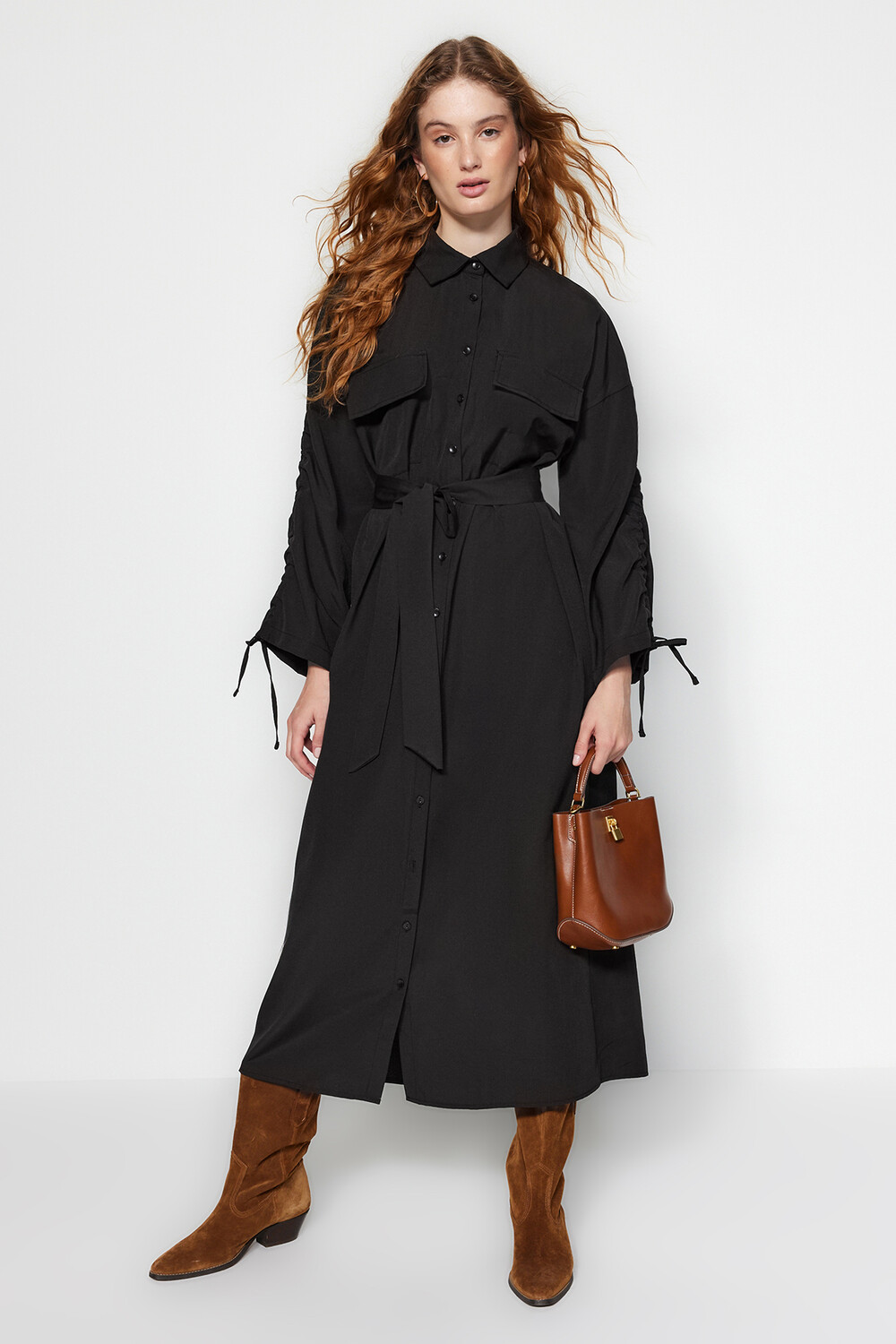 

Платье - Черное - Платье-рубашка Trendyol Modest, черный
