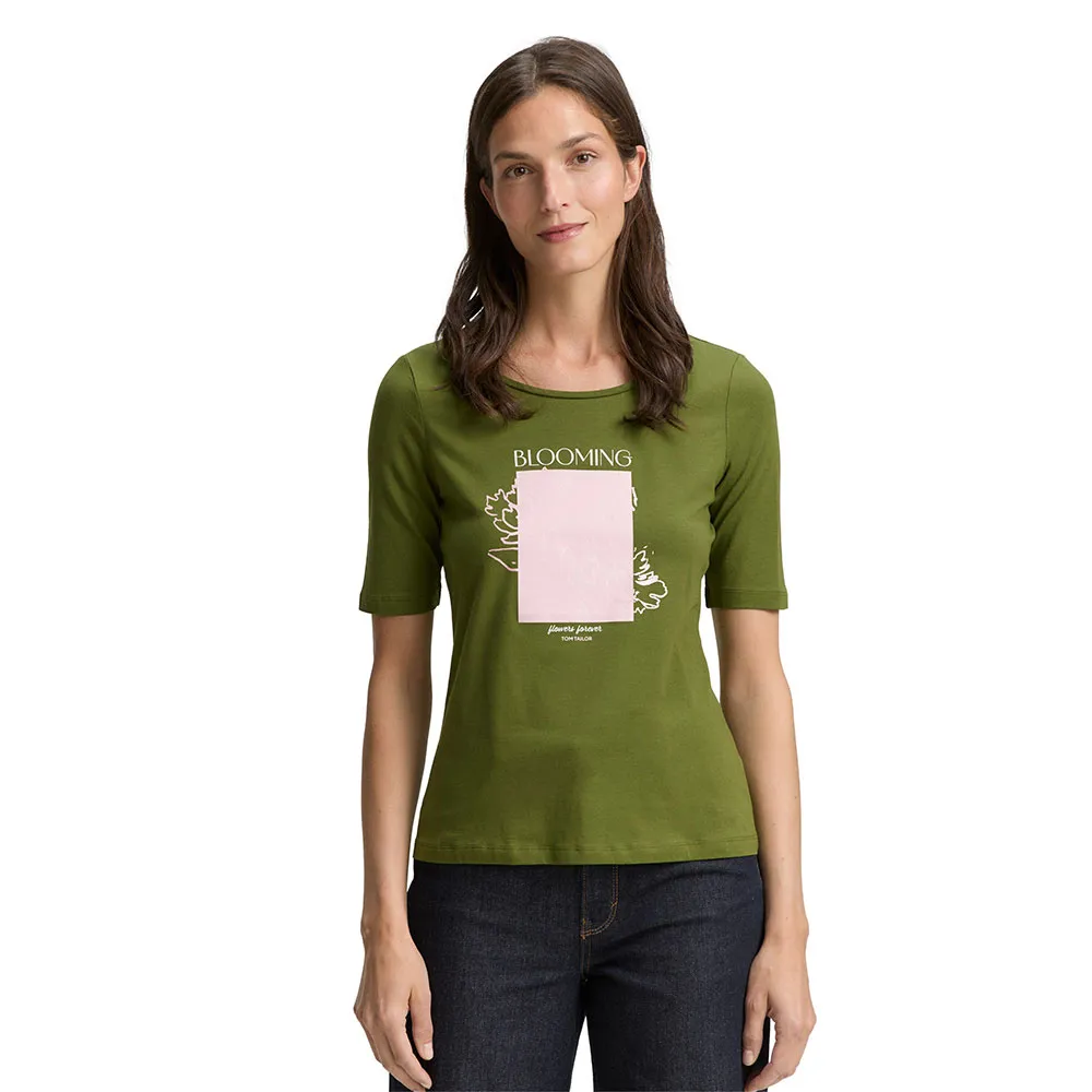 

Футболка с коротким рукавом Tom Tailor Basic Print, зеленый