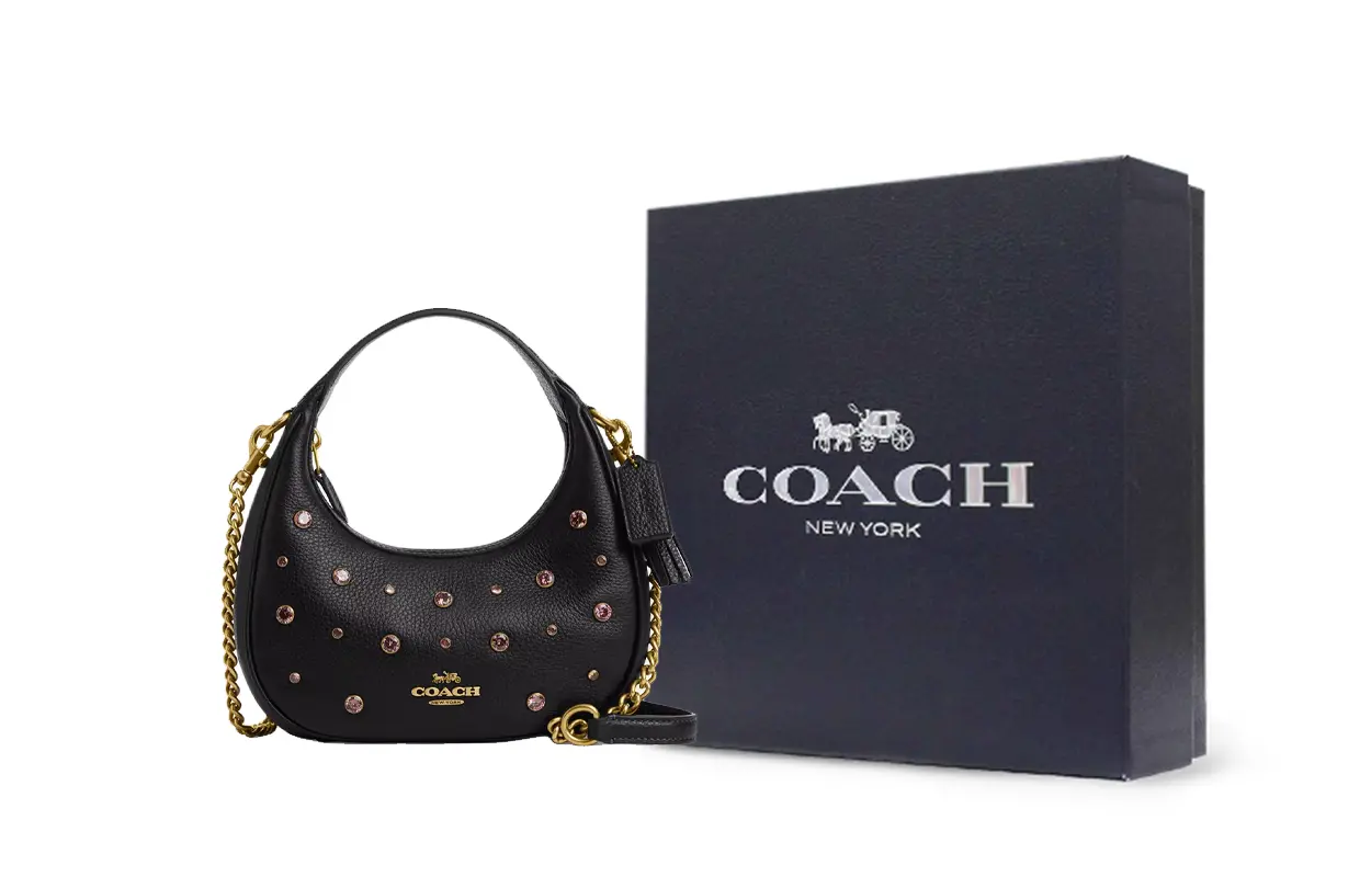 

COACH Кармен изящная кожаная сумка через плечо миниатюрная женская черная