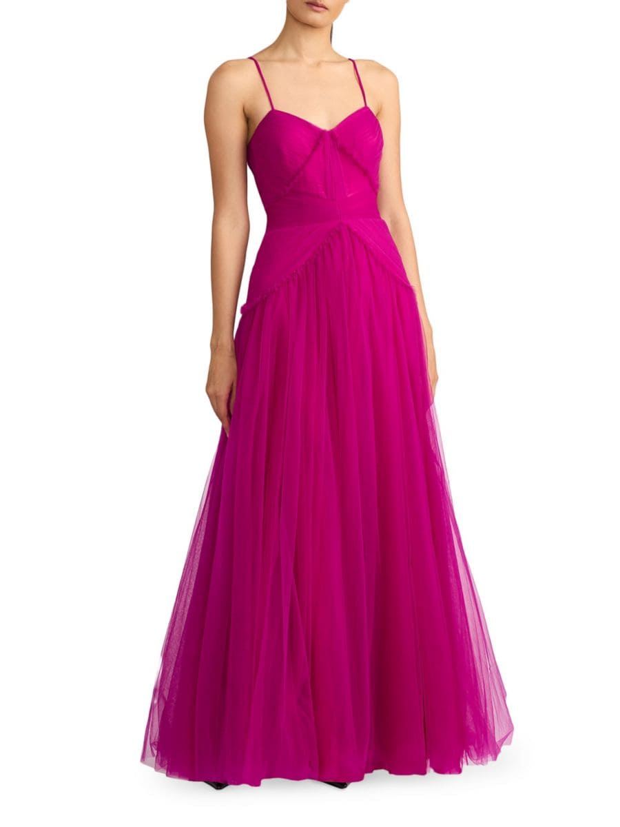 

Платье без рукавов из плиссированного тюля Zac Posen, цвет Iris