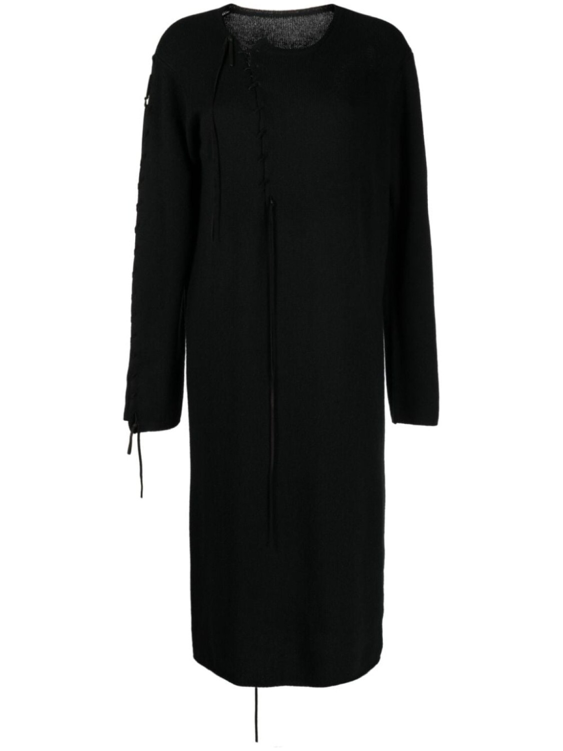 

Yohji Yamamoto платье миди с длинными рукавами и завязками, черный