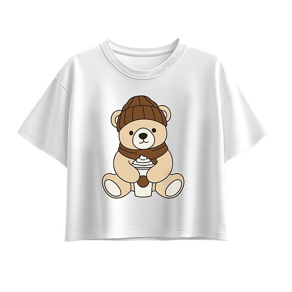 

Футболка с медвежонком и чашкой кофе для девочек 7-16 Licensed Character, White