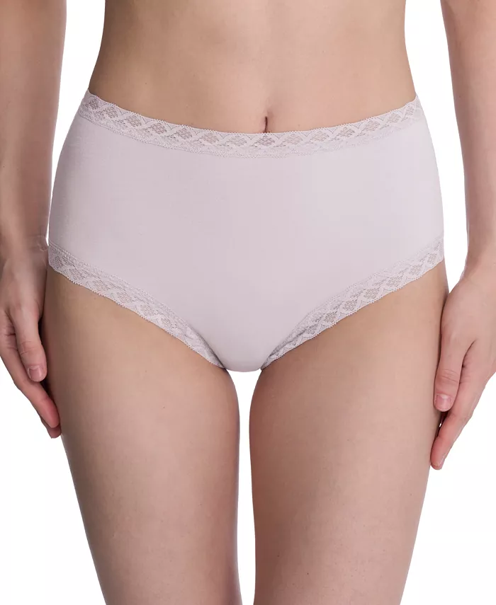 

Трусики-брифы из хлопка с высокой посадкой и кружевной отделкой Bliss 755058 Natori, коричневый