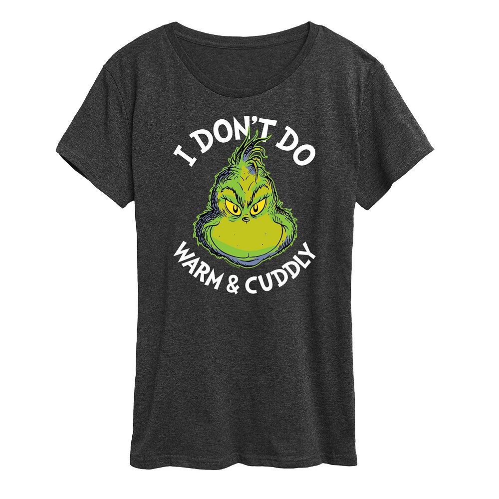 

Женская теплая приятная футболка с рисунком Dr. Seuss The Grinch Don't Do Licensed Character, цвет Charcoal Heather
