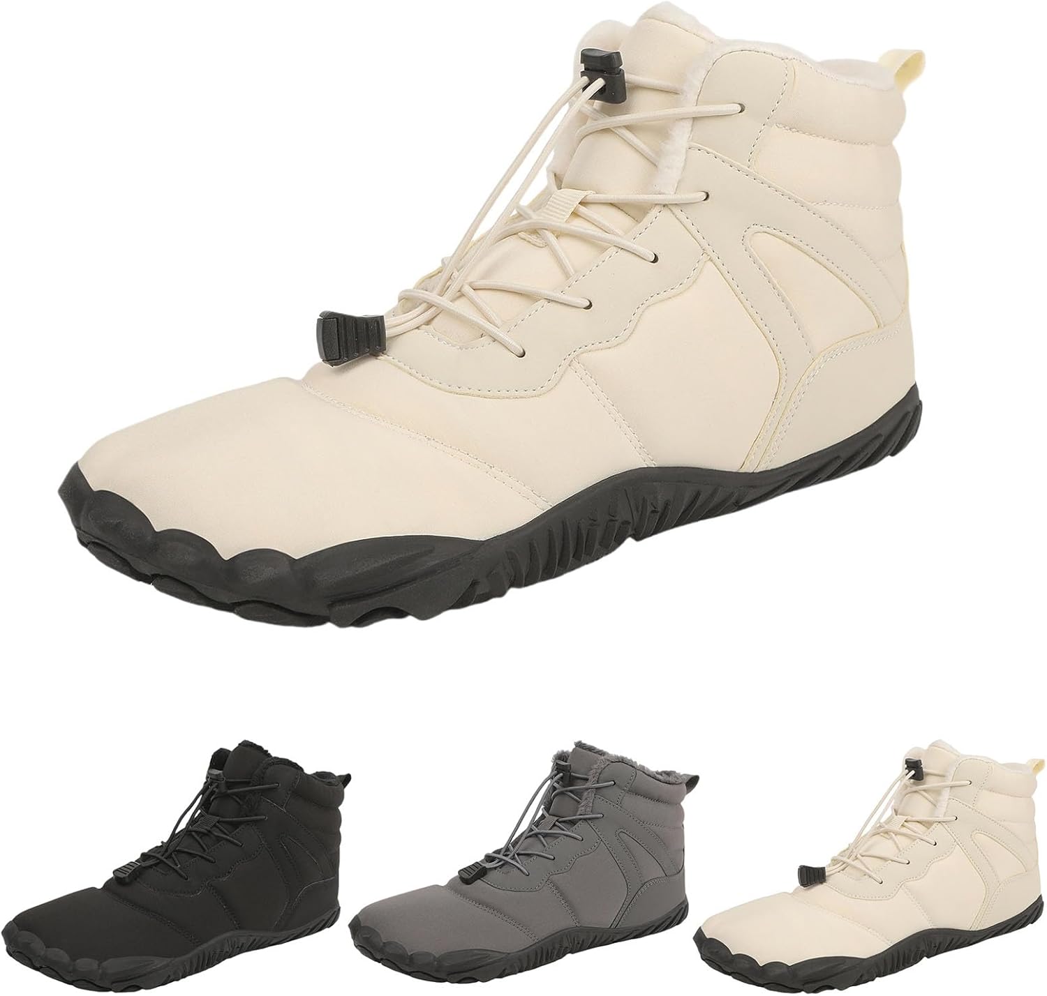 

Мужские и женские зимние снежные сапоги, босоножки, обувь для походов с нулевым падением, водонепроницаемые, с теплым мехом, без шнурков, кроссовки для походов, противоскользящие ботинки до щиколотки Zwrxw, бежевый