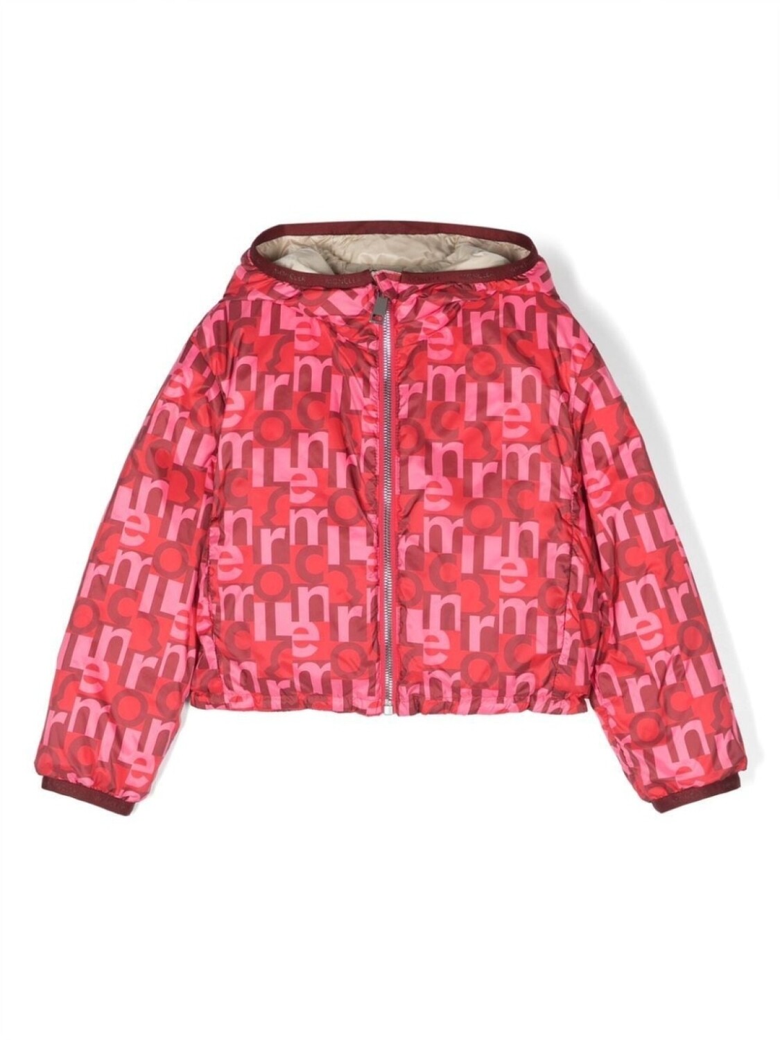 

Moncler Enfant куртка с капюшоном и монограммой, розовый