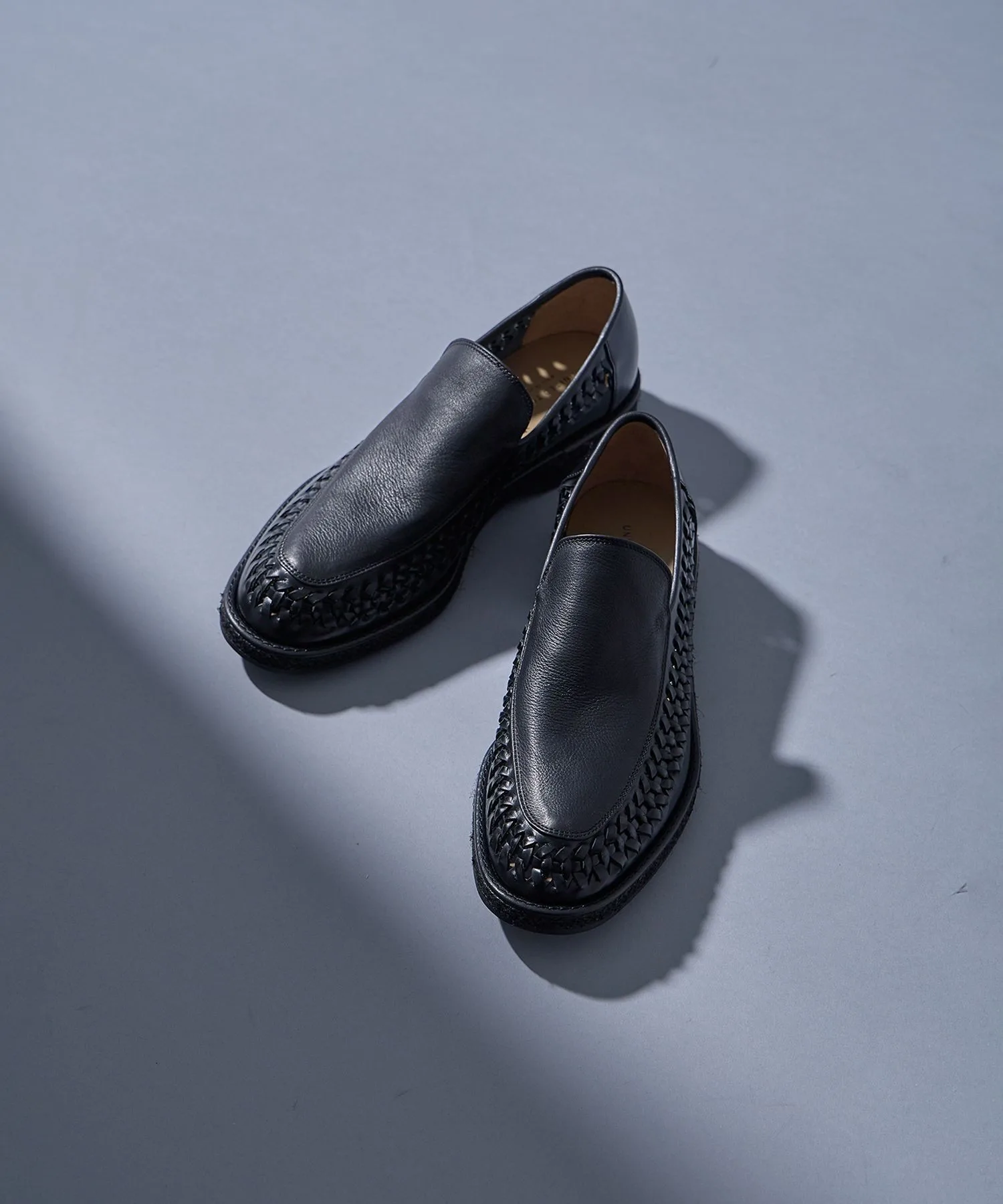 Мужские лоферы из японской кожи UNITED TOKYO Leather Crochet Penny черные