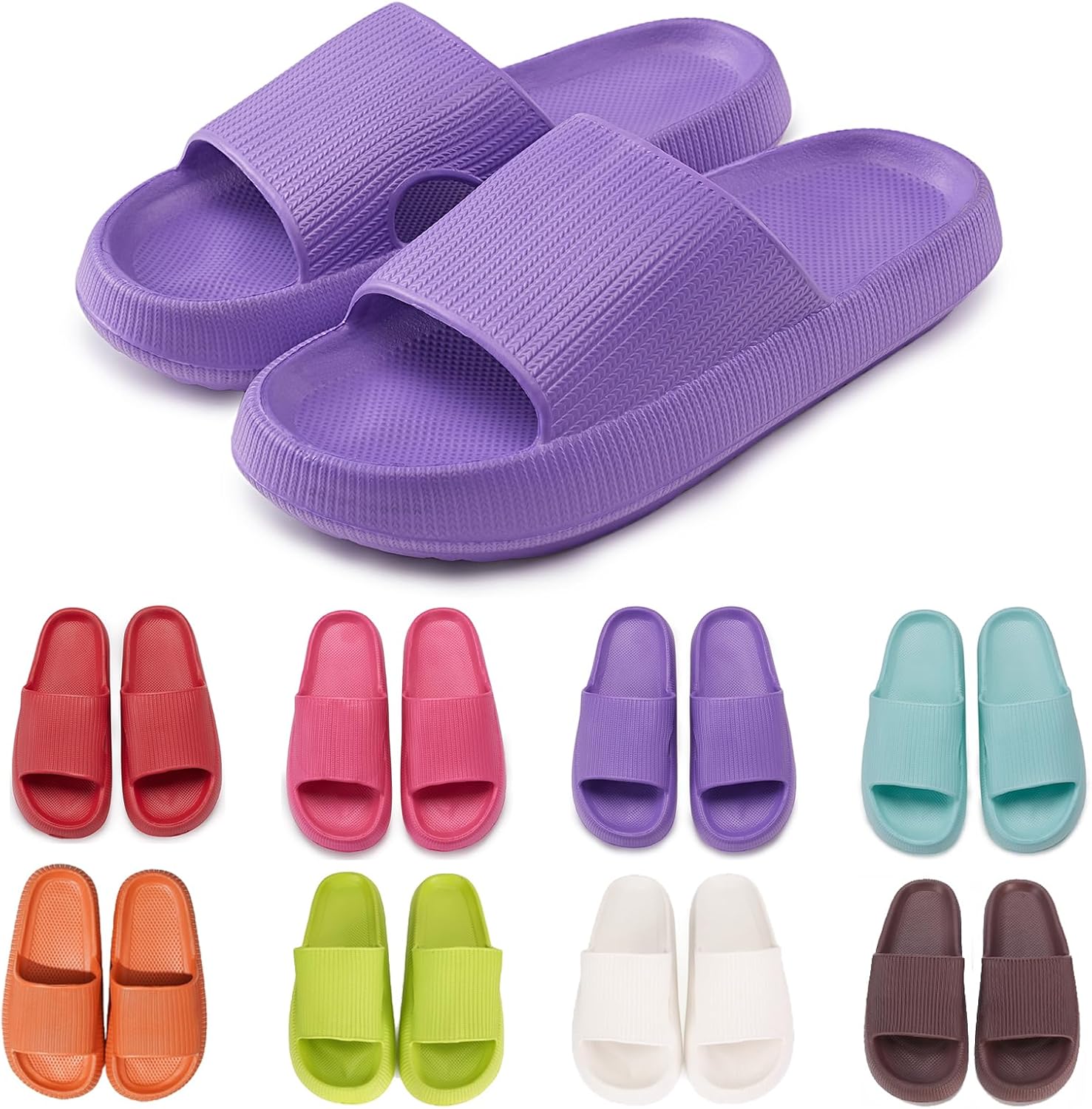 

Тапочки rosyclo Cloud для женщин и мужчин с массажной толстой подошвой, противоскользящие для душа, супер мягкие уютные тапочки для дома, для использования внутри и снаружи, фиолетовый