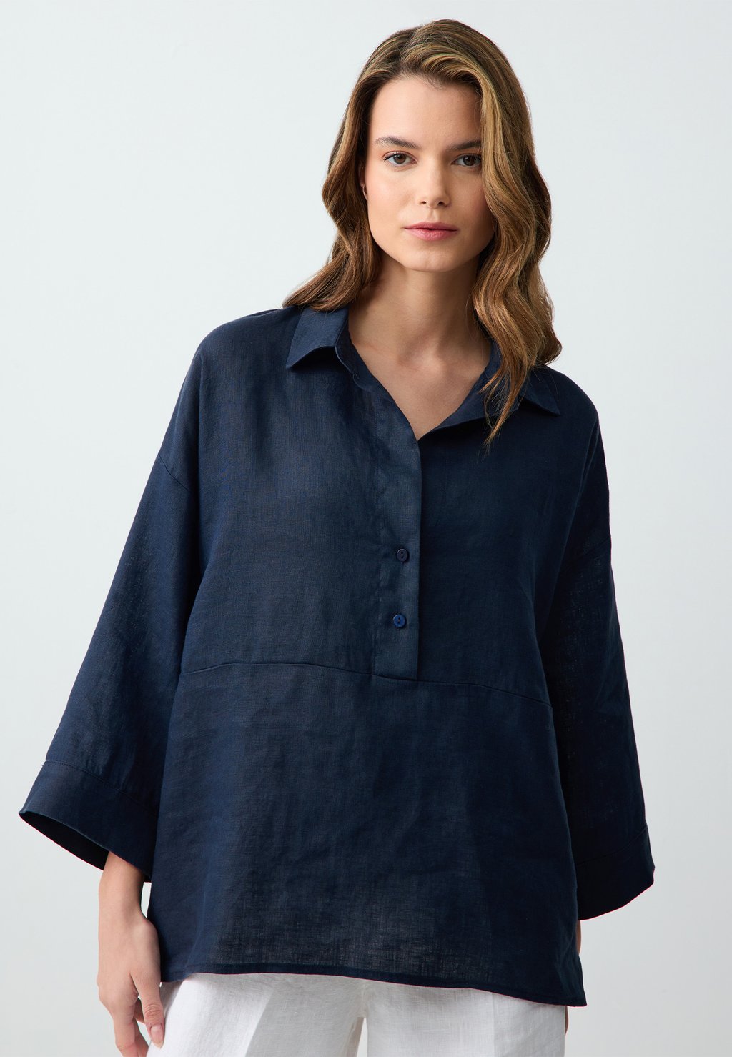

Блуза RELAXED CUT THREE QUARTER SLEEVE SHIRT COLLAR Jimmy Key, темно-синий