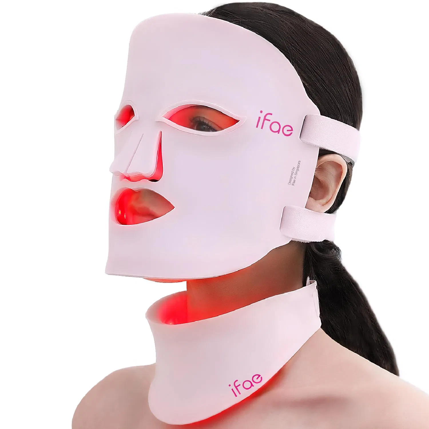 Светодиодная маска для лица и шеи IFAE LED Face Mask Ifae, Lightpink