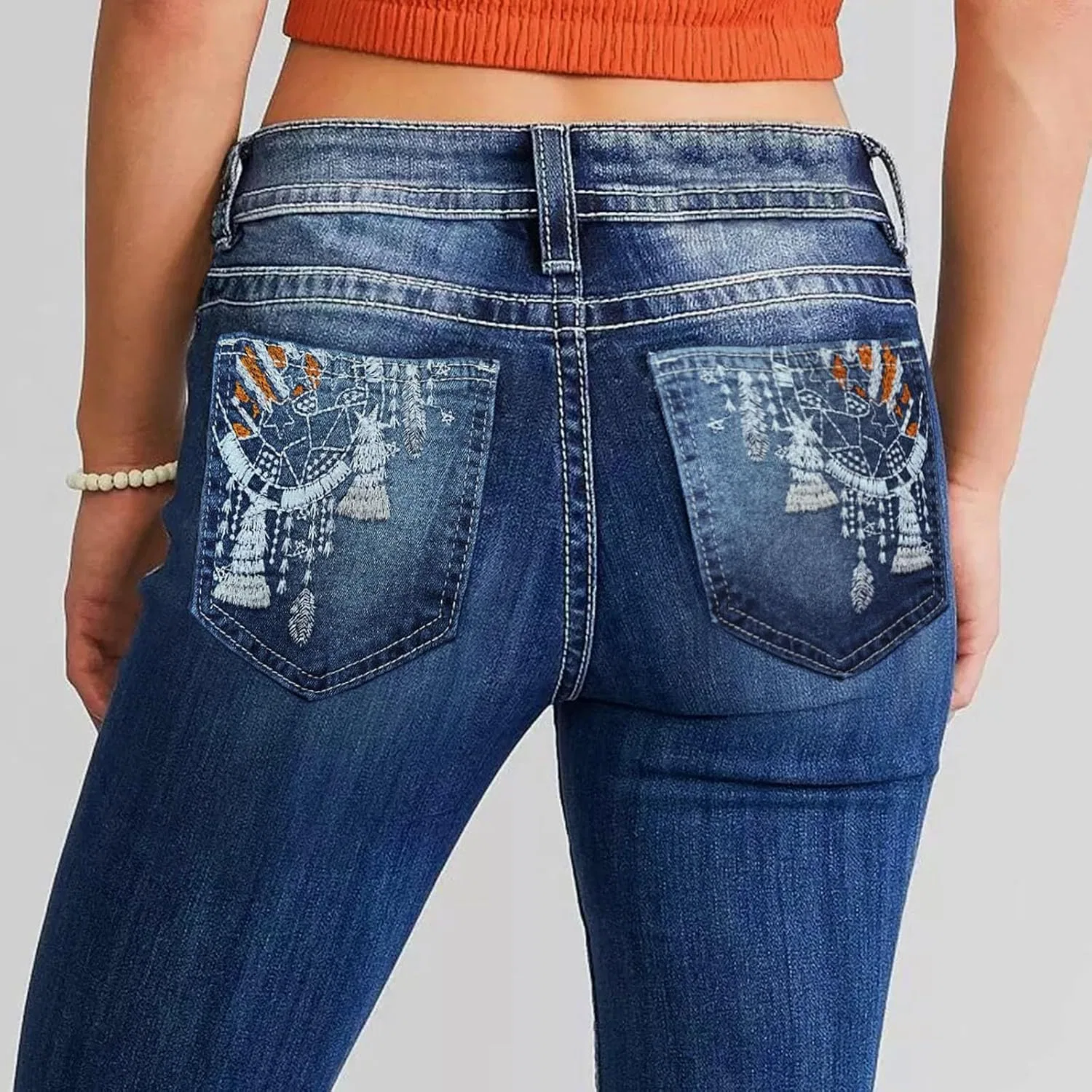 Джинсы Regular Fit High Waisted, Stretchy, Blue — фото 4