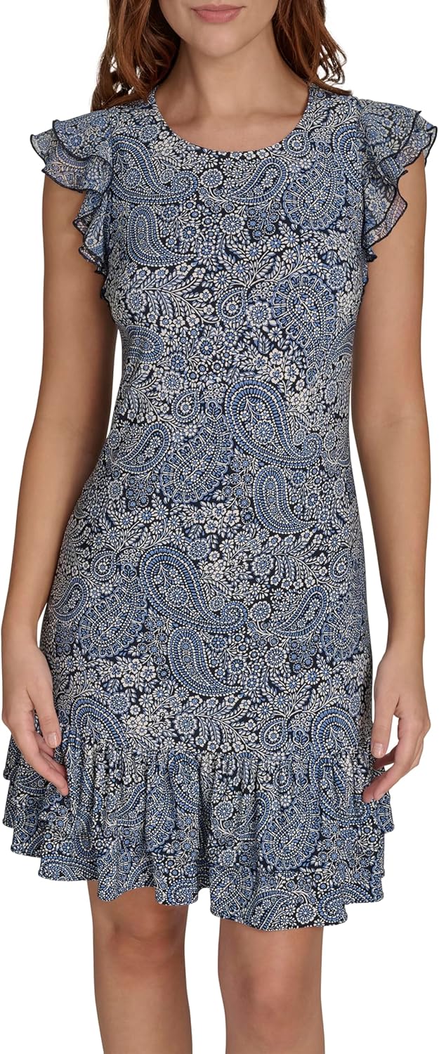 

Женское платье-трапеция с оборками от Tommy Hilfiger, French Blue Multi