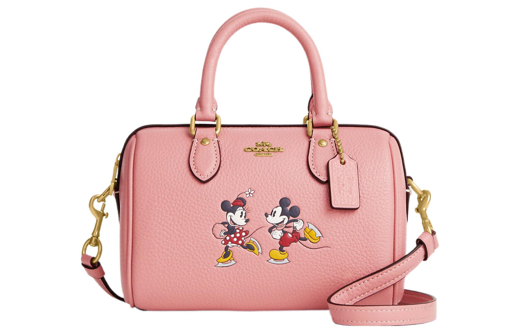 

COACH Сумка Disney Rowan кожаная женская маленькая розовая через плечо