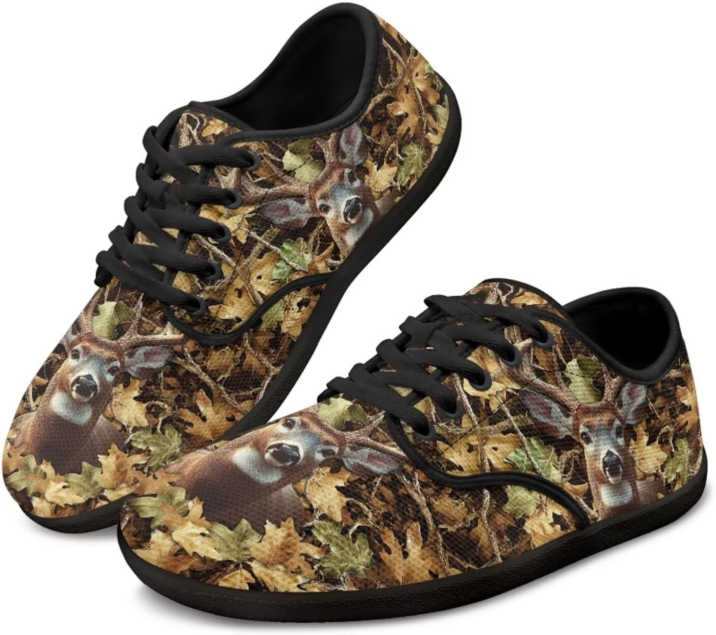 

Мужские минималистичные кроссовки с широким носком и нулевым перепадом высоты подошвы, удобные слипоны для ходьбы Pointodoor, Camo Hunting Deer Print
