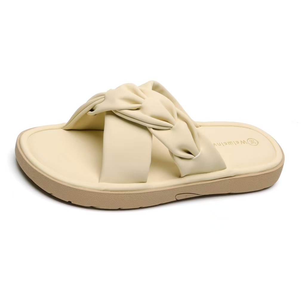 QITUMAUL Женские слипоны Slide Slippers - Кастэрд[Высота каблука 2 см], цвет Custard[Heel Height 2cm]