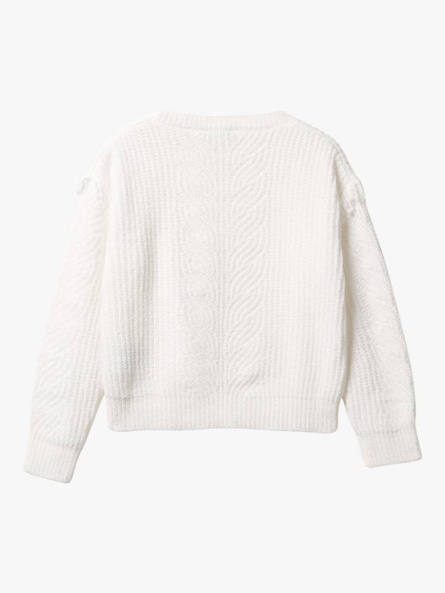 Детский свитер с воротником-гольф из шенилла Benetton, White — фото 2
