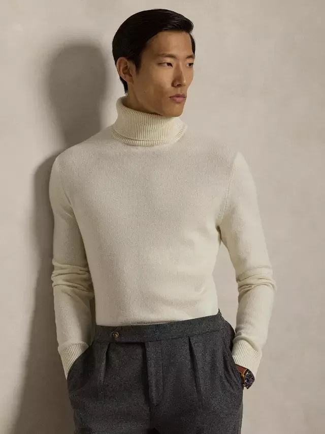 Вязаный свитер-водолазка Polo, кремовый цвет Andover Ralph Lauren