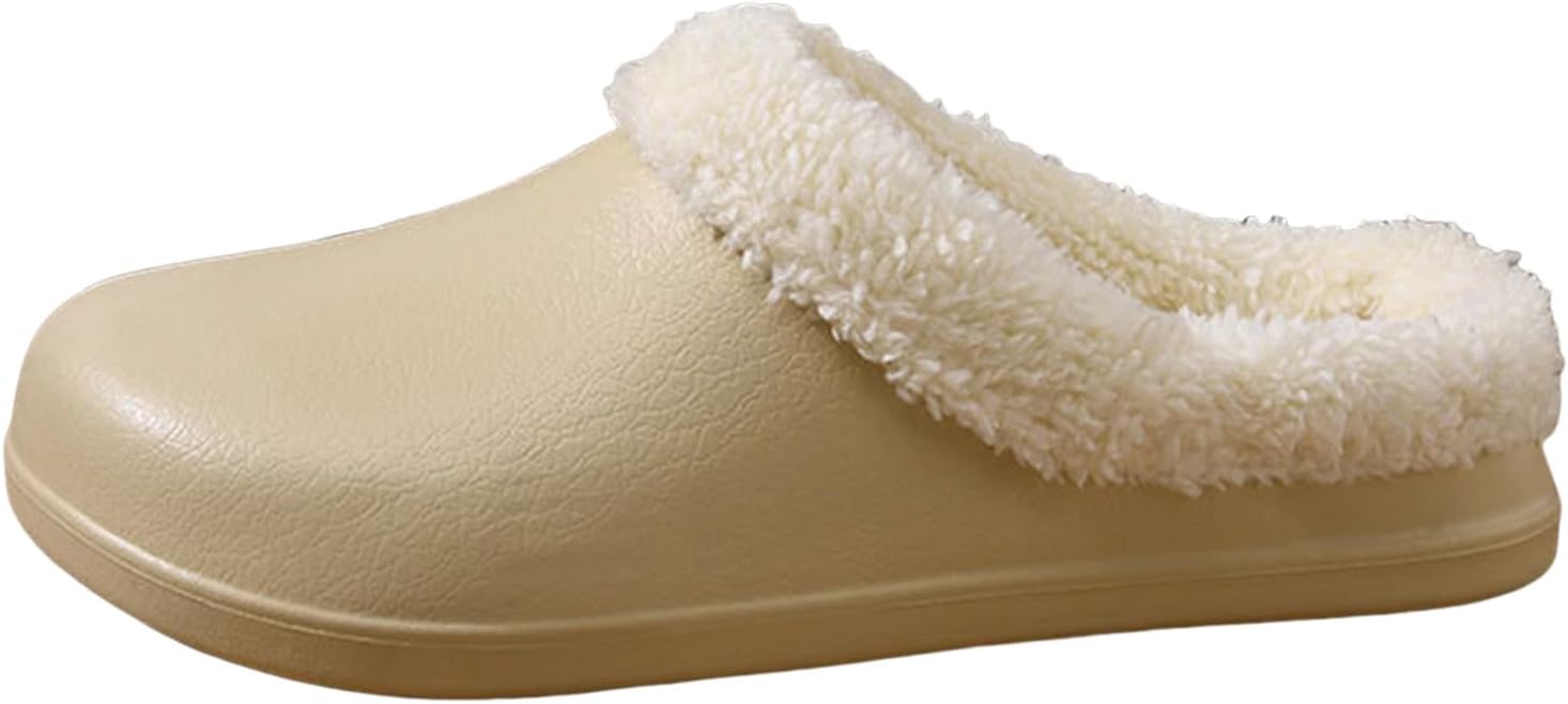 

Женские и мужские тапочки водонепроницаемые с пушистой подкладкой для дома, удобные для спальни, внутри и снаружи, ретро, с уютной шерстяной подкладкой и поддержкой свода стопы Generic, хаки