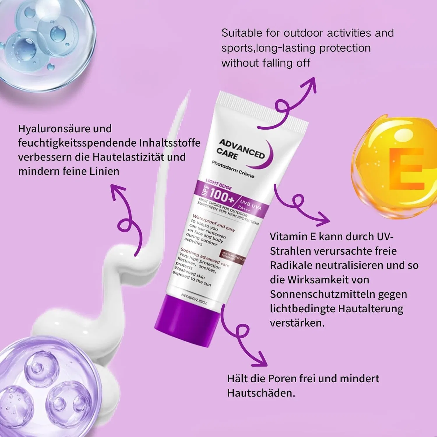 Солнцезащитный крем SPF 100 с гиалуроновой кислотой и центеллой азиатской от Generic Barevel — фото 4