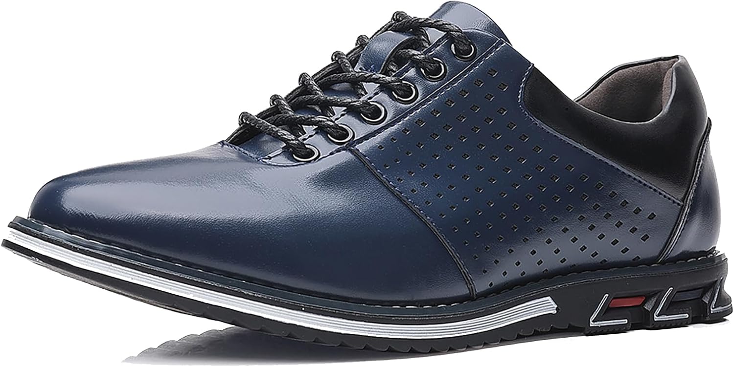 

Мужские кожаные ортопедические оксфорды на шнуровке, комфортные мягкие плоские туфли, кэжуал, для офиса, прогулки, деловые дерби-лоферы Lvomu, синий