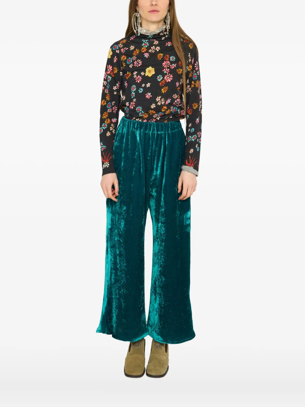 

Свитер с цветочным принтом Anntian, черный