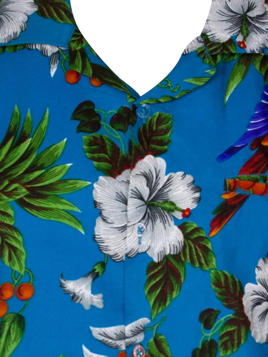 Рубашка на пуговицах классического кроя King Kameha Cherryparrot, бирюзовый — фото 3