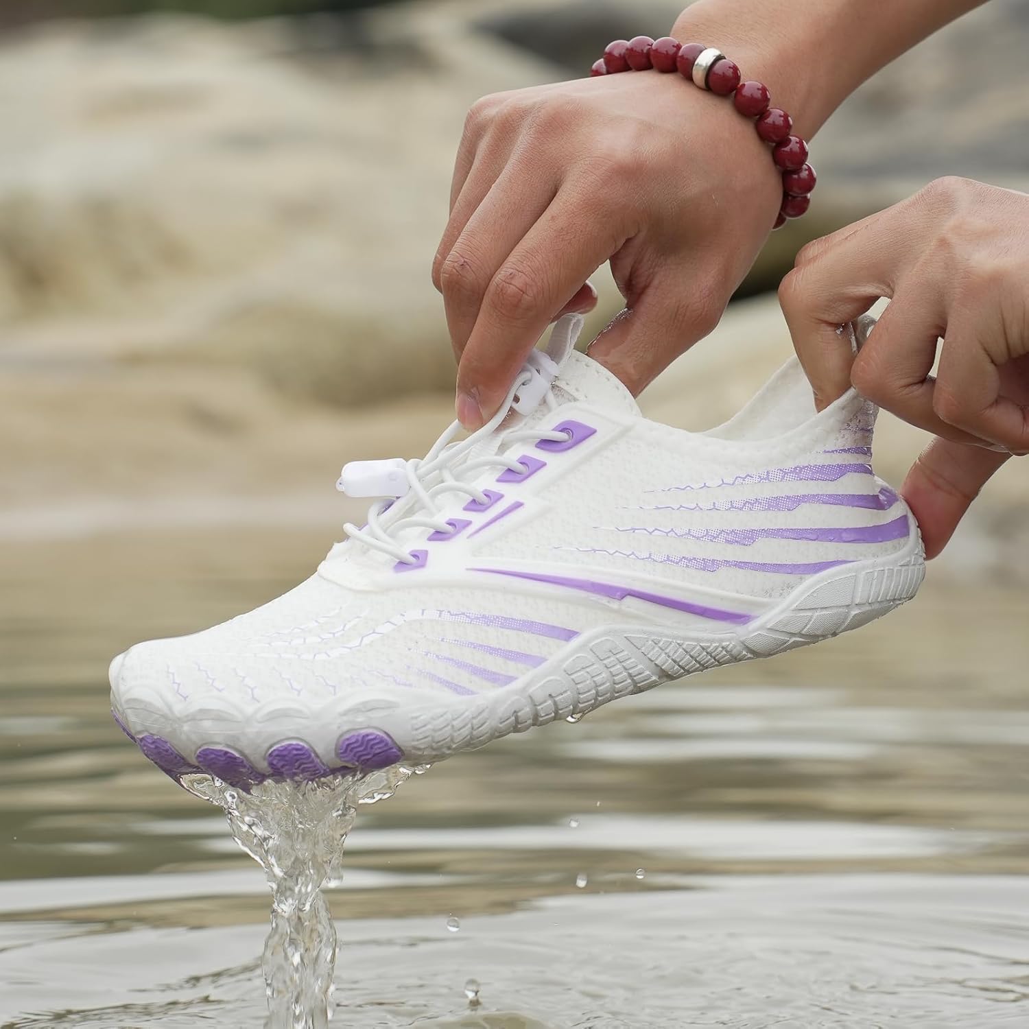 Женские кроссовки Kubbon Barefoot с широкой носовой частью, противоскользящие, унисекс, для спорта, активного отдыха и бега, быстросохнущая водная обувь для походов и прогулок, фиолетовый — фото 2