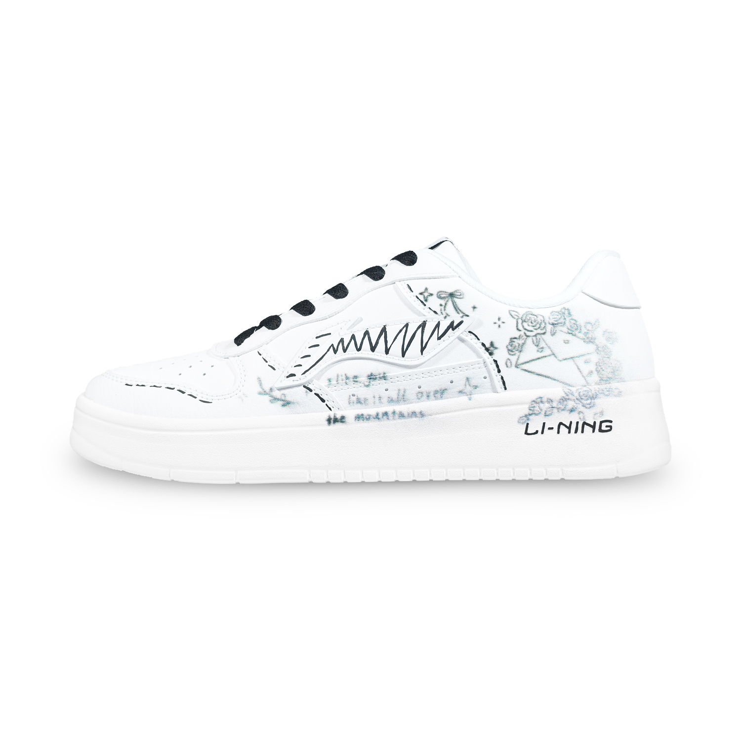 

Мужские низкие скейтбордические кроссовки LiNing для понтонных лодок с противоскользящим покрытием и возможностью увеличения высоты., letter floral trail