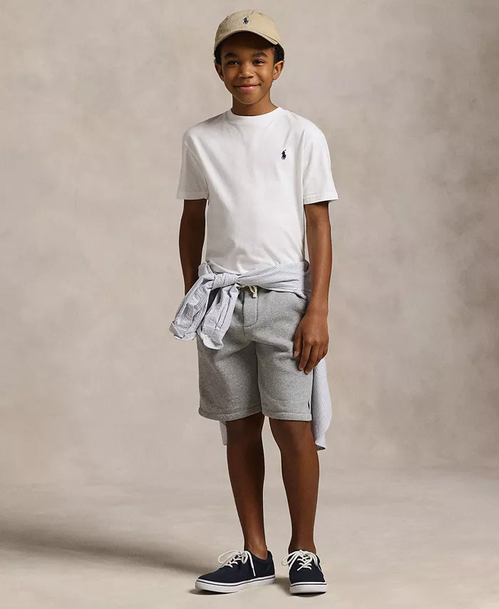 Большие мальчики Хлопковые флисовые шорты на резинке Polo Ralph Lauren, серый — фото 2