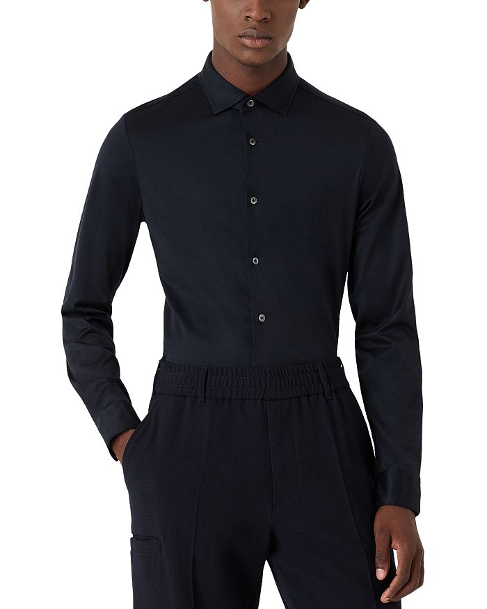 

Экологичная спортивная рубашка Essential Slim Fit из лиоцелла Emporio Armani, синий