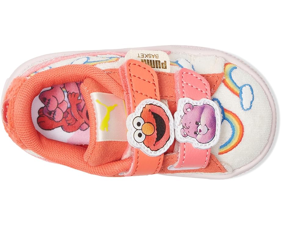 Детские кроссовки Puma Basket Care Bears x Sesame Street на липучках (для малышей) PUMA Kids, Frosted Ivory/Red Glamour/Pearl Pink — фото 2