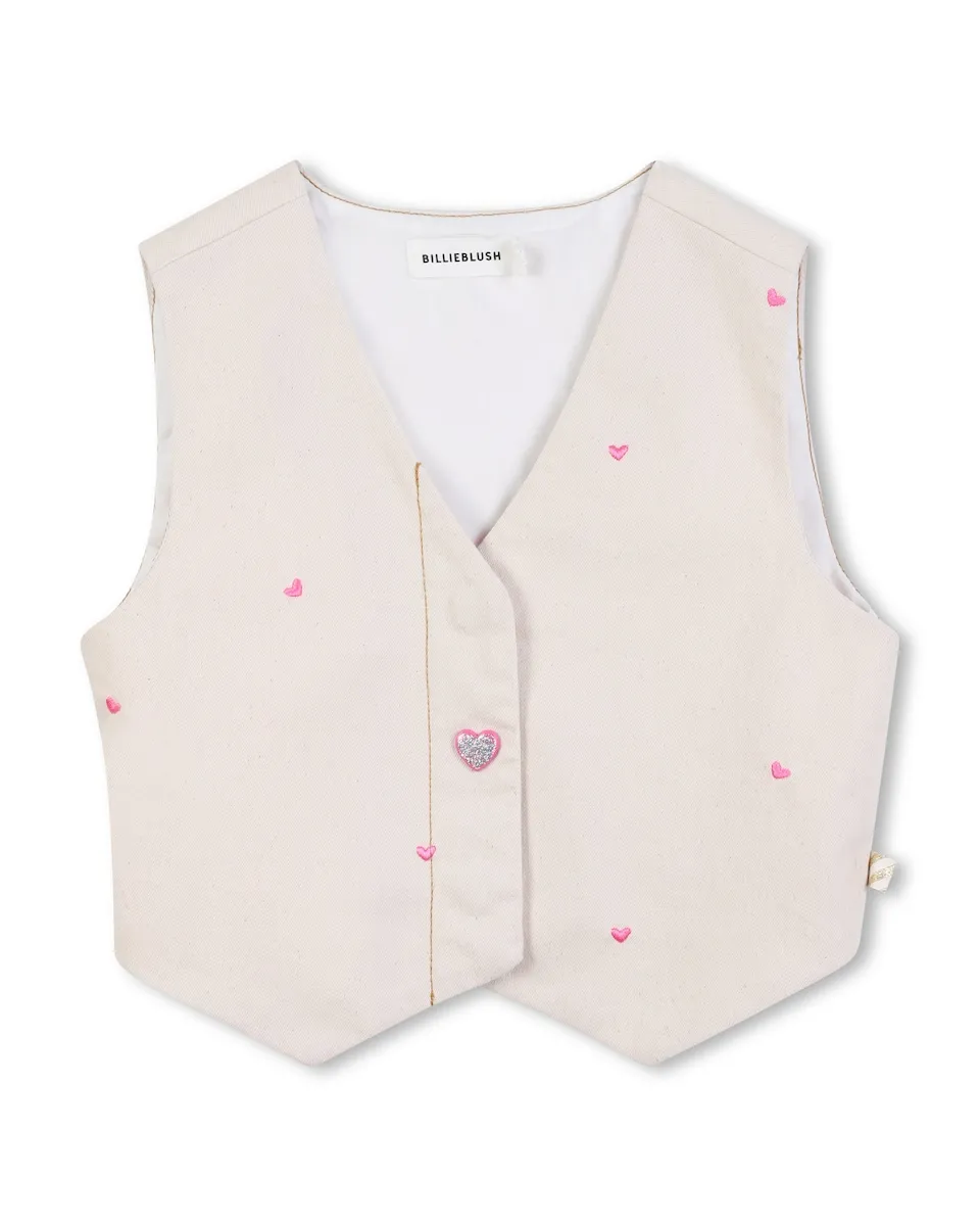 

Жилет для девочки натурального цвета с сердечками Billieblush