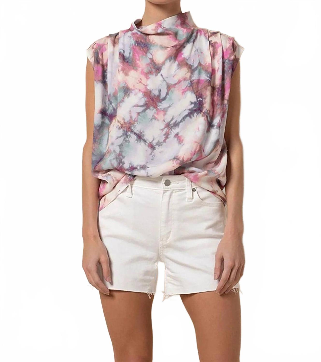 

Топ с высоким воротником и абстрактным принтом в розовом цвете Tart By Taylor