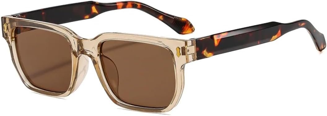 

Солнцезащитные очки для мужчин и женщин - защита UV400 - маленькая оправа цвета "рисовый ноготь" с цветными линзами, для занятий спортом на открытом воздухе и вождения DSVIGF, Leopard Tea