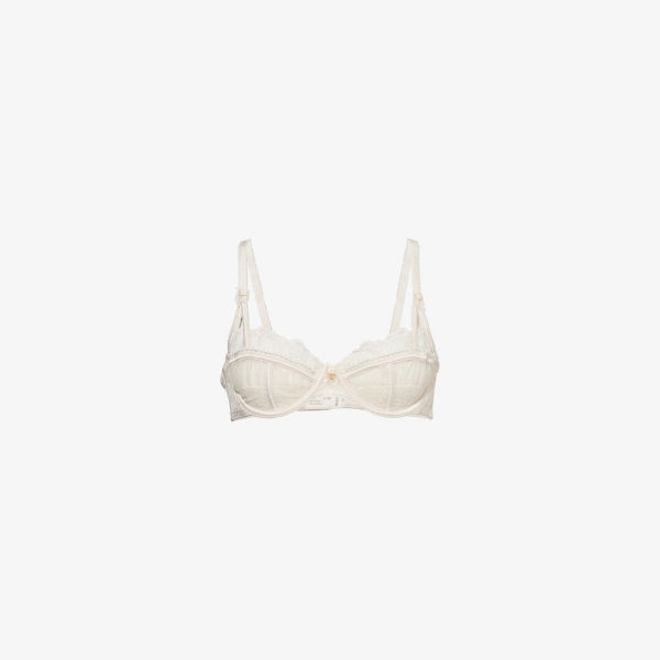 

Бюстгальтер Lounge Underwear Candice с вышивкой и балконной чашкой из сетки, белый