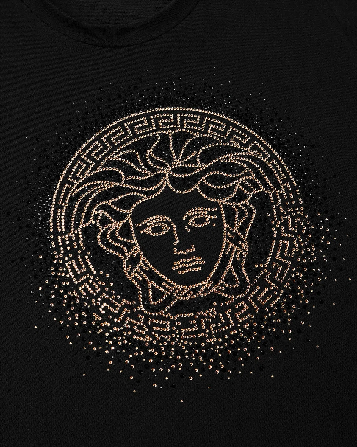 Детская футболка с мерцающей Медузой и кристаллами VERSACE, черный — фото 4