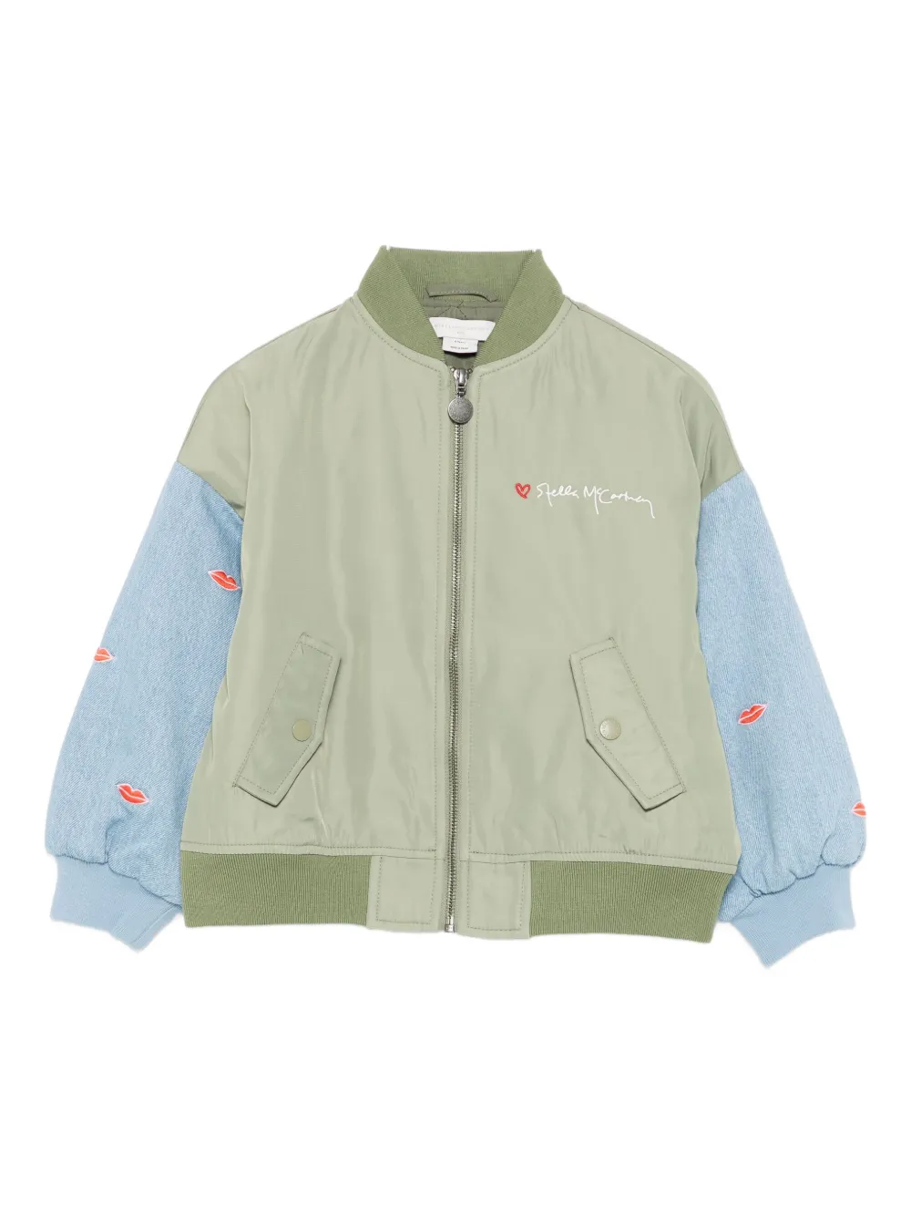 

Куртка-бомбер с акцентом на губы Stella McCartney Kids, зеленый