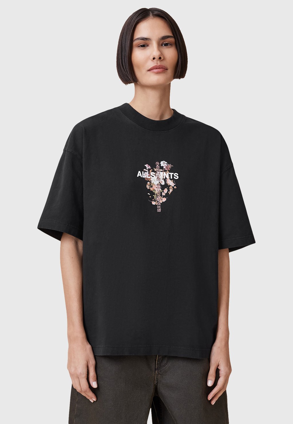 

Футболка с принтом AllSaints, черный