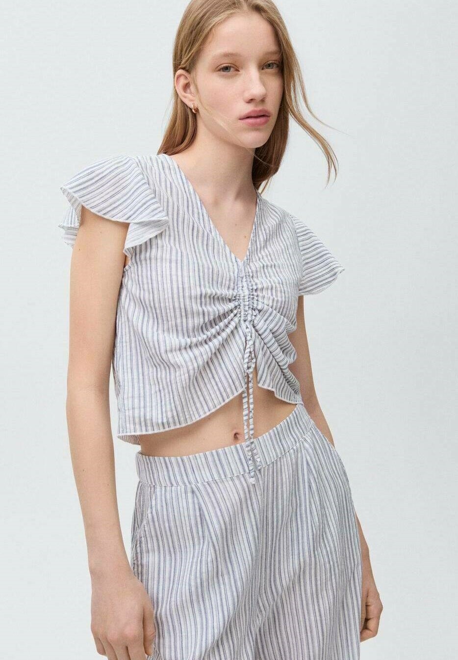 

Блуза RAIAT Mango Kids, светло-голубой