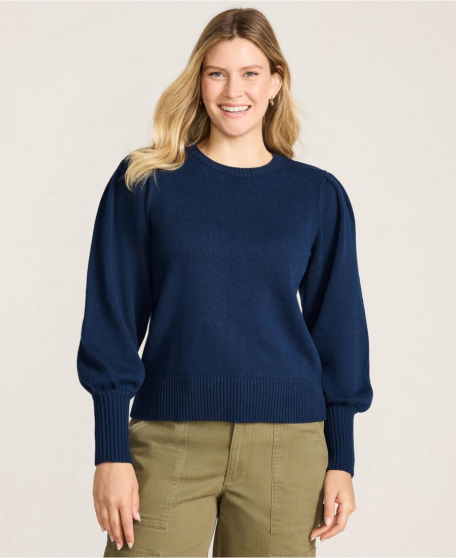 

Женский свитер Drifter с пышными рукавами и круглым вырезом Lands' End, Deep sea navy