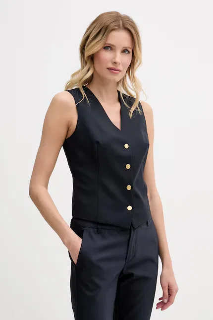 Жилет однобортный из шерсти Tommy Hilfiger, синий